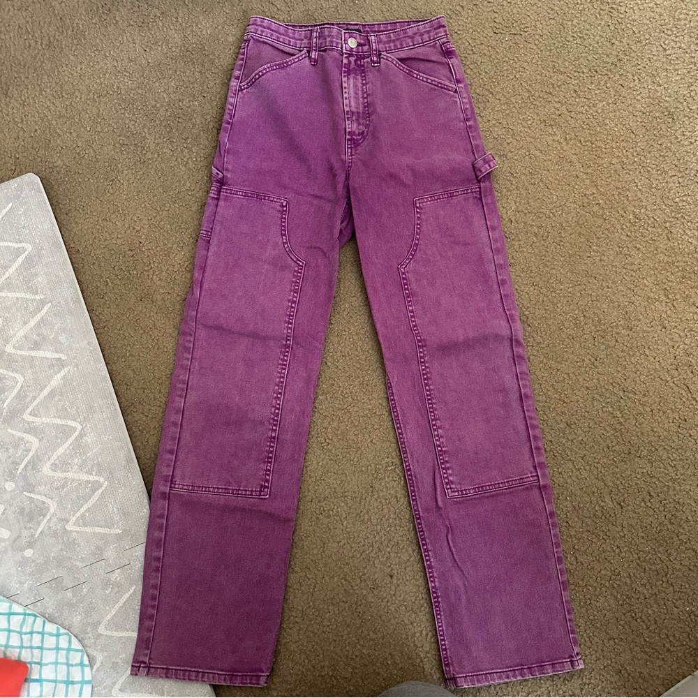 Purple High-Rise Women's Straight Jeans, Small - Picture 2 of 4